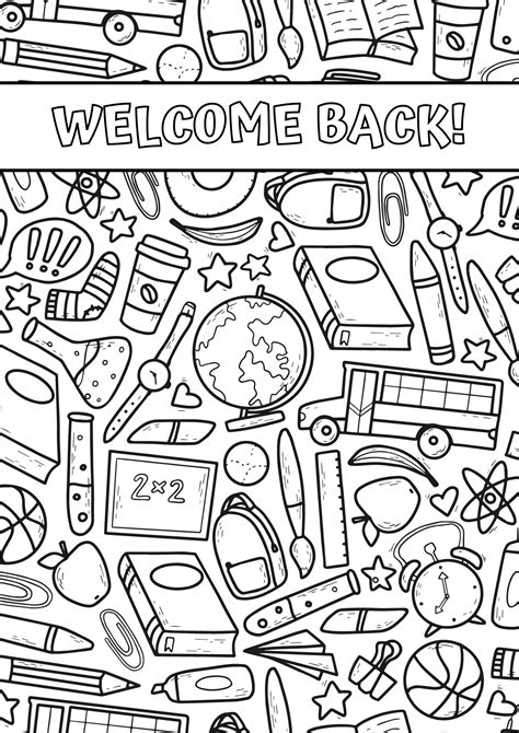 Welcome Back to School Coloring Pages - Etsy