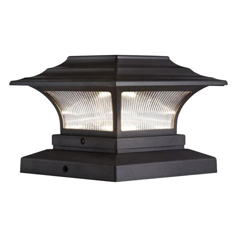 Hampton Bay Solar 4 in. x 4 in. Bronze Outdoor Integrated LED Deck Post Light with 6 in. x 6 in ...