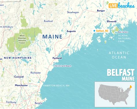 Map of Belfast, Maine - Live Beaches