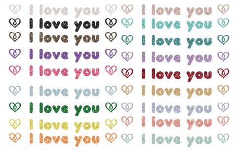 I Love You Glitter Clip Art Graphic Graphic by Magnolia Blooms · Creative Fabrica