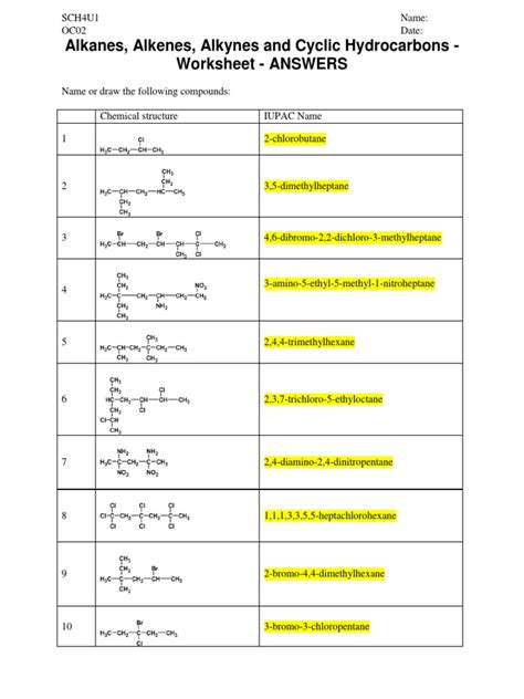 Naming Hydrocarbons Worksheet - Printable Word Searches