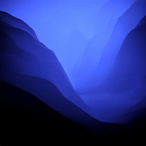 macOS Monterey Wallpaper 4K, Blue aesthetic, Stock, Dark Mode