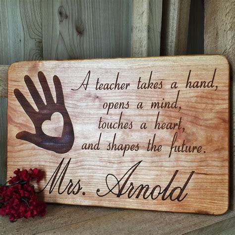 Personalized Wooden Teacher Gift Engraved with Name in Cherry | Etsy