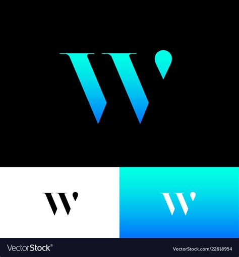 W monogram logo blue letter drop Royalty Free Vector Image