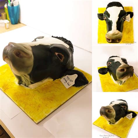 3D calf head cake | cow cake | sculpted cakes | realistic cow cake | Cow birthday cake, Cow ...