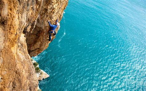 climbing, Sports, Nature, Rope, Man, Men, Males, Cliff, Mountains, Ocean, Sea, Water, Sparkle ...