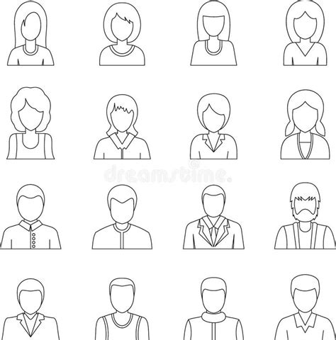 Various People Icons Set, Outline Style Stock Vector - Illustration of ...