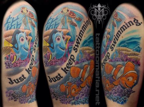 Just Keep Swimming Tattoo | Disney sleeve tattoos, Disney tattoos, Dory tattoo