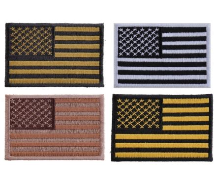 American Flag Patches In Subdued Colors Set Of 4 Small Embroidered US Flags | American Flag ...