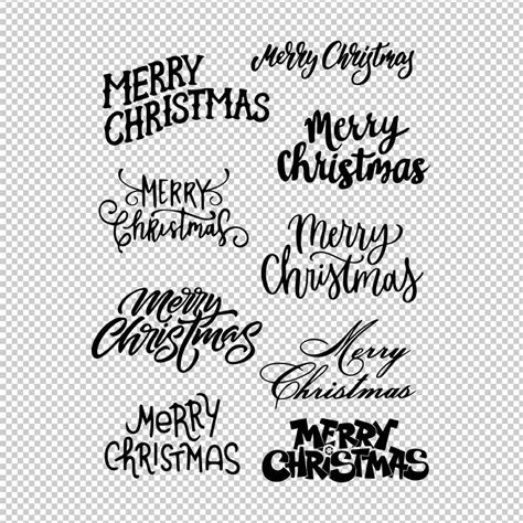 Merry Christmas Words Writing Fonts Bundle Collection SVG, PNG, EPS File for Cricut, Silhouette ...