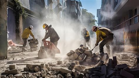 Premium AI Image | Construction professionals skillfully utilizing a concrete pump truck to pour ...