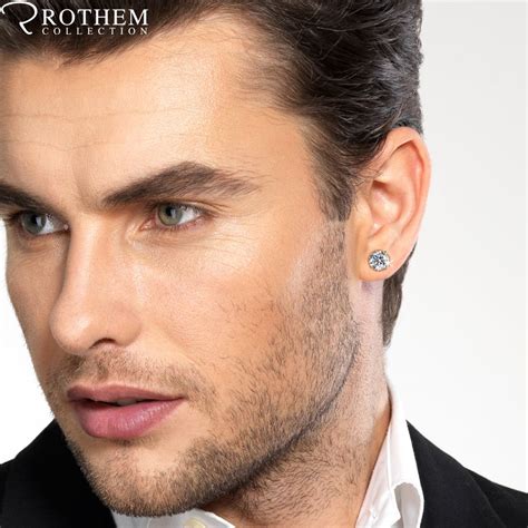 New Year's Gift for Men. Yellow Gold Diamond Earring. Trendy Stud Earrings, Stud Earrings For ...