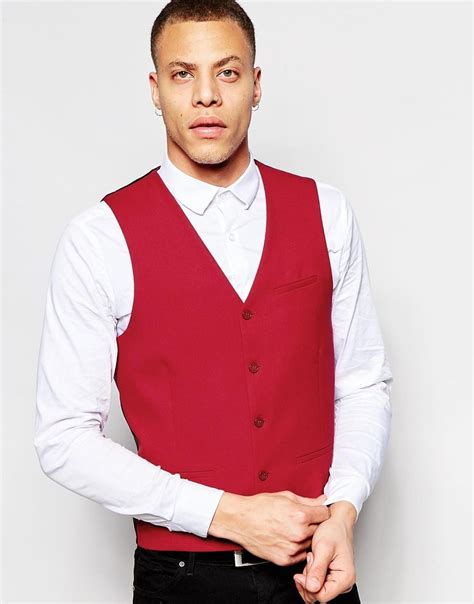 ASOS Waistcoat In Red at asos.com | Vest, Suit vest, Asos