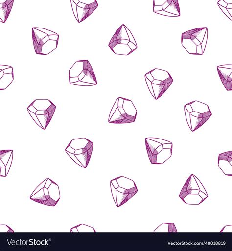 Diamond gemstone seamless pattern hand drawn Vector Image