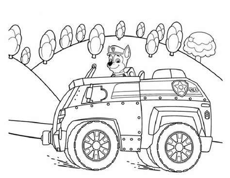 Paw Patrol Chase's Car Coloring Page (Paw Patrol Chase) #524 ...