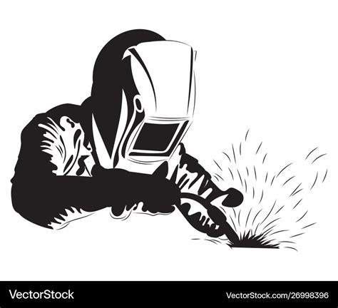 Welder welds metal black and white Royalty Free Vector Image