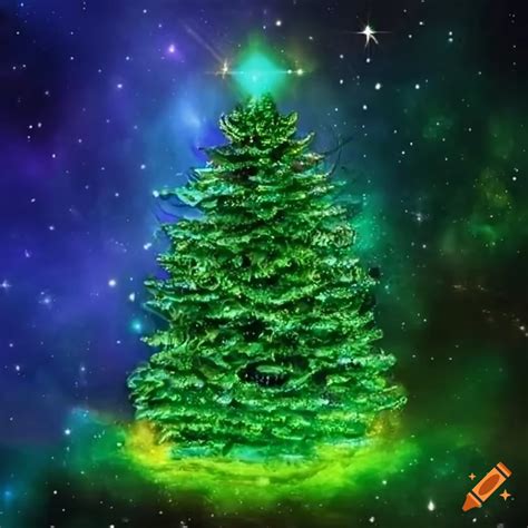 Green cosmic christmas tree on Craiyon