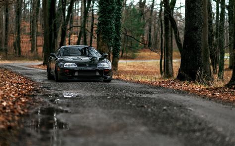 Online crop | black car, car, forest, road, Toyota Supra HD wallpaper ...