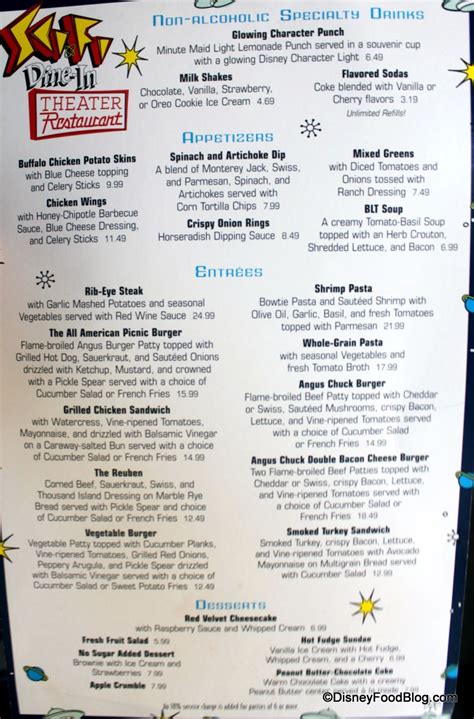 Review: Sci-Fi Dine-In Theater's New Menu | the disney food blog | Disney menus, Dine in theater ...