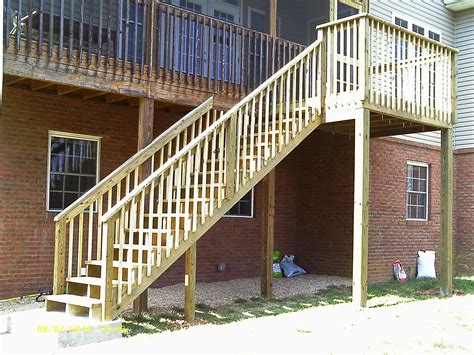 stairs and landing added to existing deck Stairs, Home projects, House