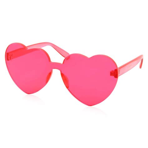 grinderPUNCH Womens Heart Transparent Tinted Red Color Tone Monoblock Sunglasses - Walmart.com