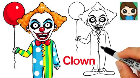 How to Draw a Scary Clown 🤡 Halloween Art - YouTube