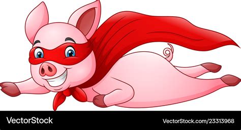 Cute superhero pig cartoon Royalty Free Vector Image