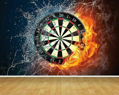 Dartboard Darts Flames Fire Wallpaper Mural for Bedroom Playroom Games ...