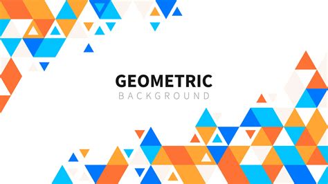 Template with a colorful blue, orange gradient triangular pattern on each corner position with a ...