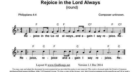 Rejoice in the Lord Always - round - lead sheet key of F.pdf | Lead sheet, Sheet music, Rejoice