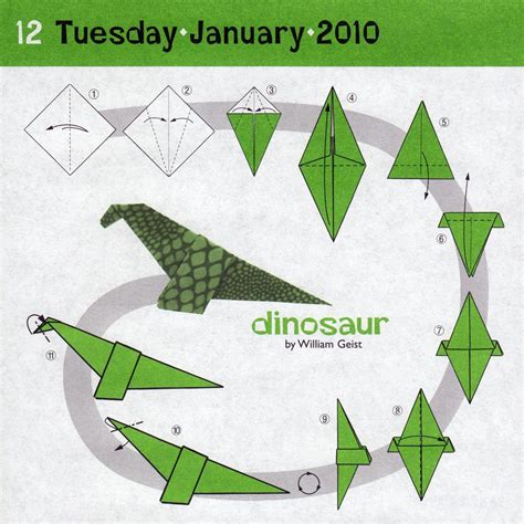 ORIGAMI DINOSAUR INSTRUCTIONS « EMBROIDERY & ORIGAMI | Origami easy, Origami instructions ...