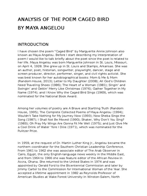 Analysis of the Poem Caged Bird | Maya Angelou | Racism