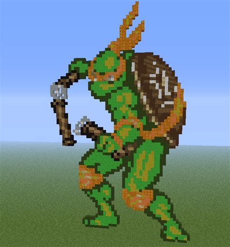 Michelangelo Pixel art TMNT Minecraft Project