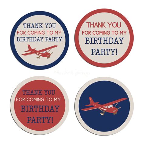 Stickers for Airplane Party Theme | Set of 10 - Aesthetic Journeys Designs