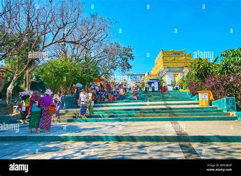 KYAIKTIYO, MYANMAR - FEBRUARY 16, 2018: The large complex of Kyaiktiyo Pagoda includes Image ...