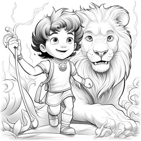 Premium AI Image | Discover the Adorable Tale of Cute Samson and the Lion