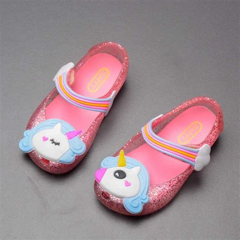 Pink Unicorn jelly shoes Pink & Black Unicorn jelly Glittery Kids shoes ...