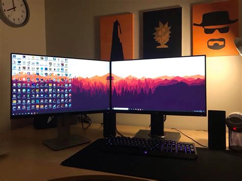 "My “office”". Originally posted on r/battlestations | Dual monitor setup, Setup, Gaming room setup