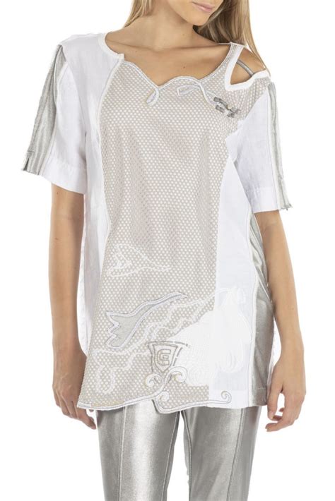 White T-shirt with embroidery | shop online on elisacavaletti.it