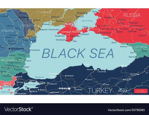 Black sea region country detailed editable map Vector Image