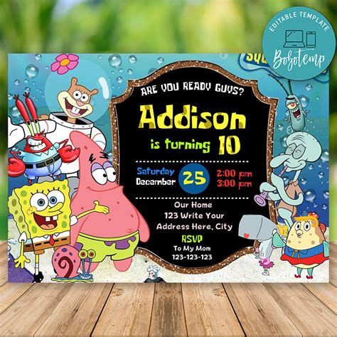 Custom SpongeBob SquarePants Invitations | ubicaciondepersonas.cdmx.gob.mx