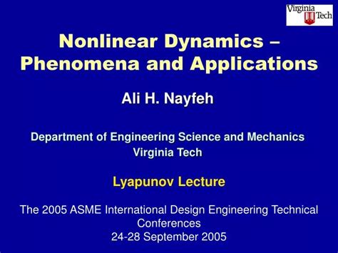 PPT - Nonlinear Dynamics – Phenomena and Applications PowerPoint Presentation - ID:7060480