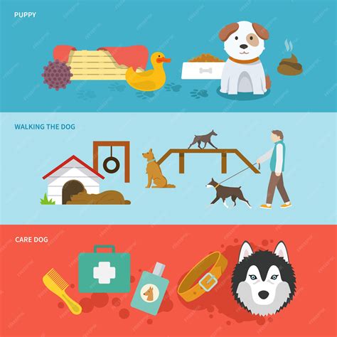 Free Vector | Dog banner set