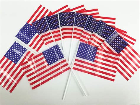 GiftExpress Pack of 72, Small Plastic American Flags 4x6 Inch/Small US Flag/Mini American Stick ...