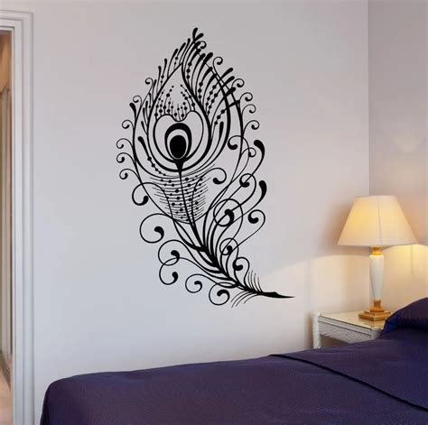 Vinyl Beautiful Peacock Art Design Wall Sticker Feather Bird Home Bedroom Decorative Wall Mural ...