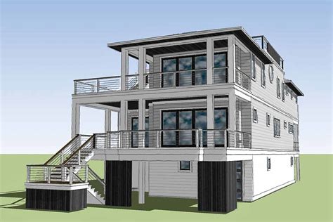 Plan 15220NC: Coastal Contemporary House Plan with Rooftop Deck | Beach house floor plans ...