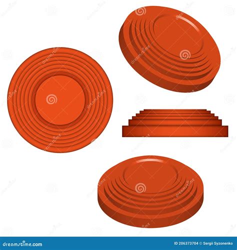 Clay Targets Isolated on White, Orange Plates for Clay Pigeon Shooting, 3d Vector Model ...