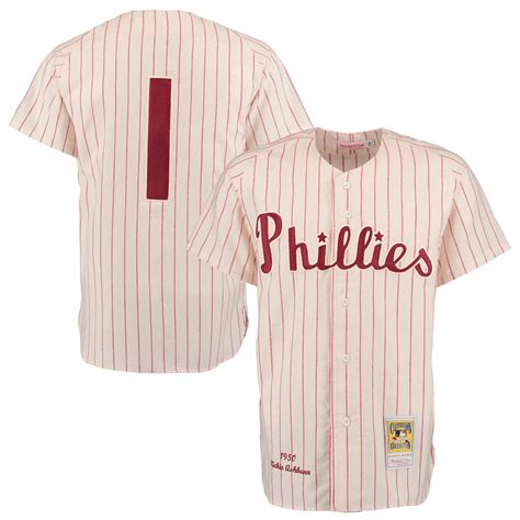 Men's 1950 Philadelphia Phillies Richie Ashburn Mitchell & Ness Cream ...