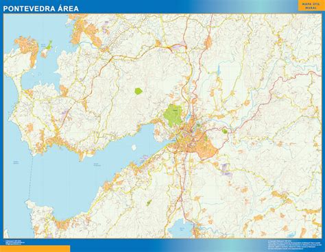 Road wall map Pontevedra Spain | Wall maps of countries of the World