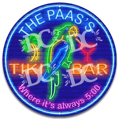 Tiki bar custom circle sign tiki idol sign tiki bar neon themed sign backyard bar patio signs ...